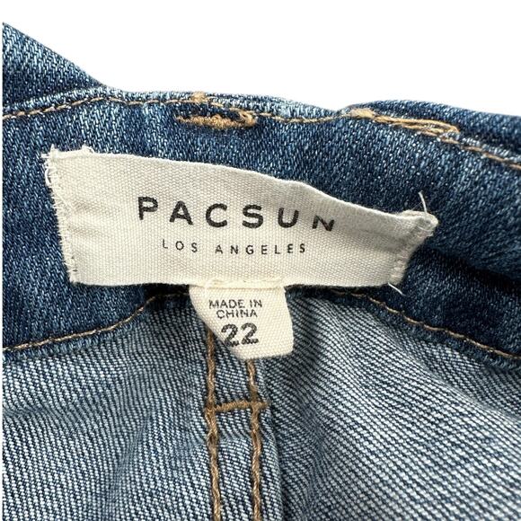 Pacsun Denim Adjustable Straps Front Lacing Shorts Overalls Womens Size 22 - Picture 3 of 6